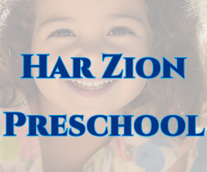 Three happy children with the words "Har Zion Preschool"